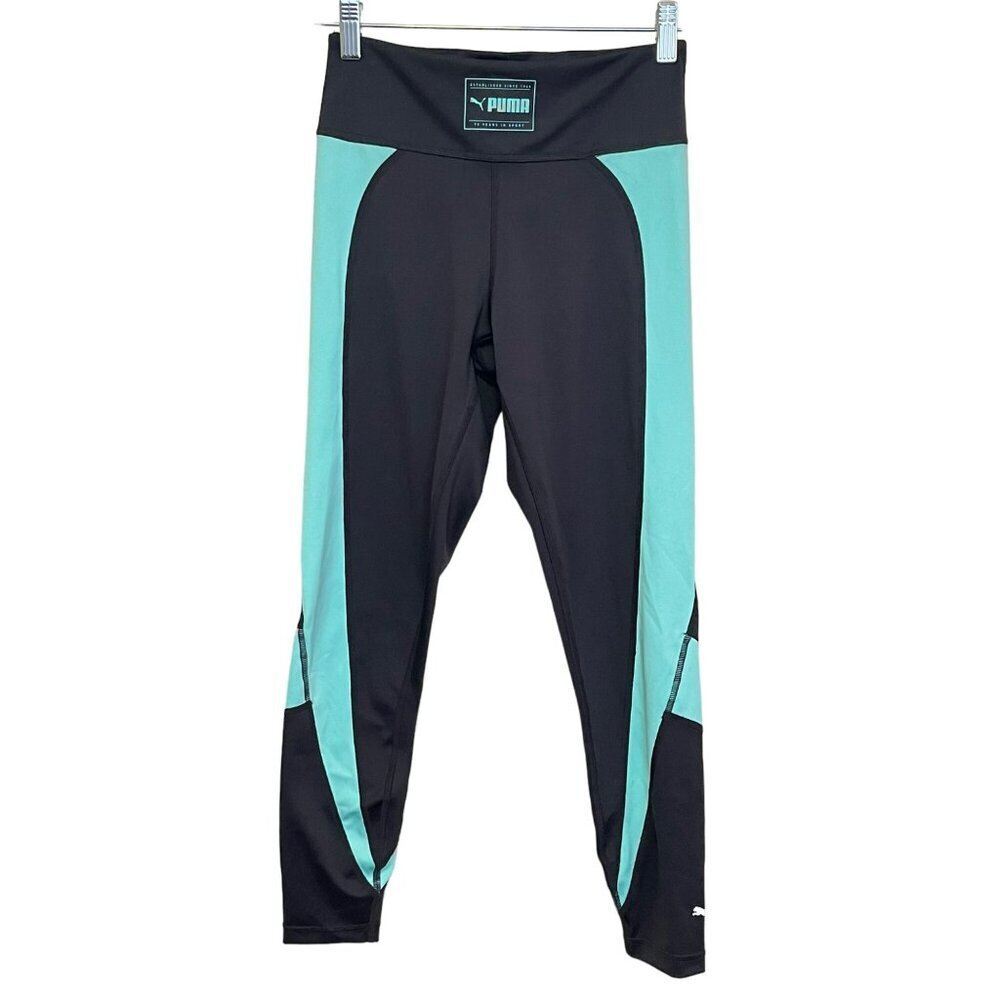 Puma Size Small Leggings Drycell Moisture Wicking Black Teal Workout NWT